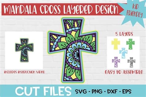 Download Cross Mandala 3D Layered SVG Design