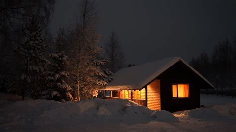 Wallpaperwiki Winter Log Cabin Background Pic Wpd001877