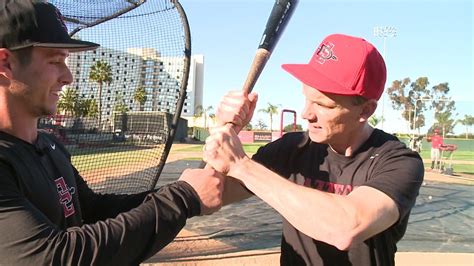 Troy Hirsch Takes Batting Practice With Aztecs Baseball