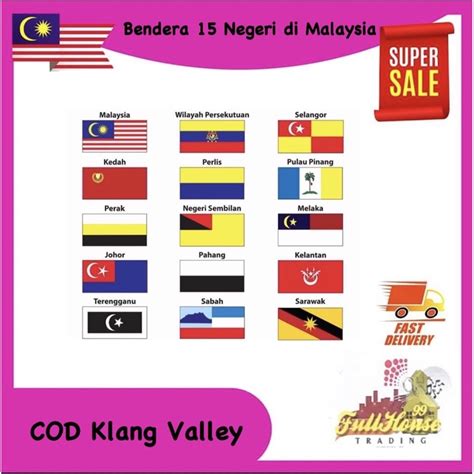 Set 3x6ft Polymesh Bendera 15 Negeri All Malaysia States Shopee