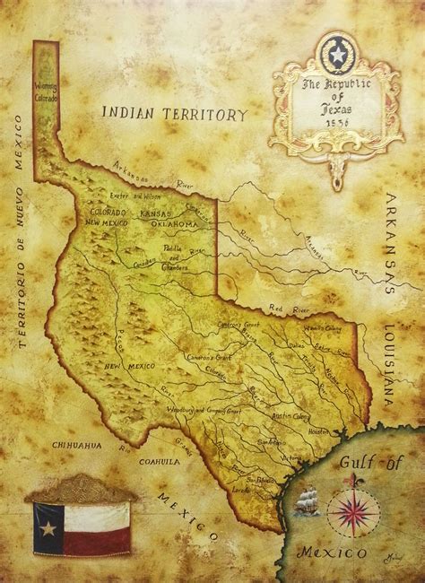 Map Of Republic Of Texas 1836 By Julius Lira Salazar Dutch Art