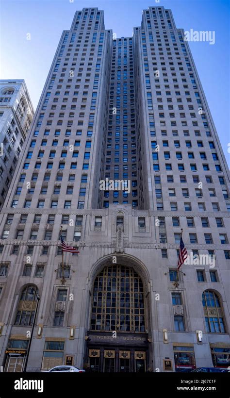 Entrance Facade Penobscot Building Downtown Detroit Michigan Usa