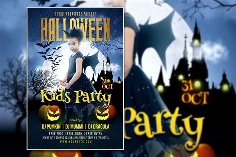 Halloween Kids Party Flyer Or Poster Graphic By Tebha Workspace