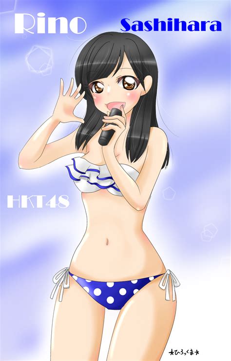 sashihara rino hkt48 highres 1girl bikini black hair breasts cleavage michrophone music