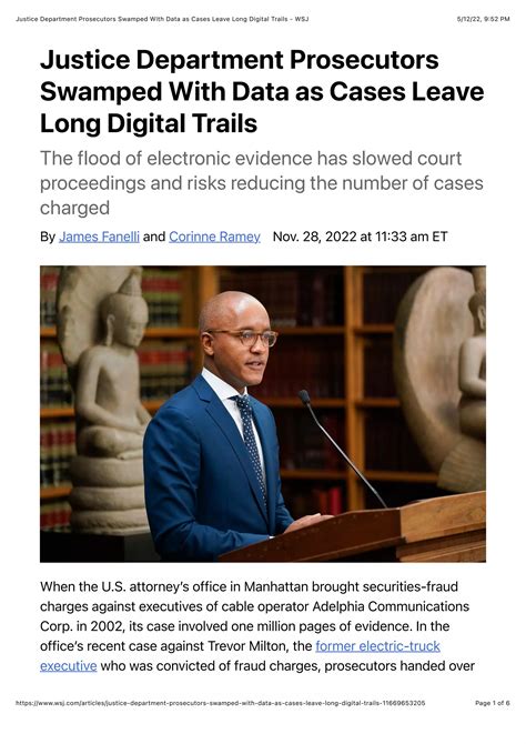 Justice Department Prosecutors Swamped With Data as Cases Leave Long