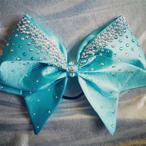 Light Blue Satin Handsewn Bow With AB Crystals