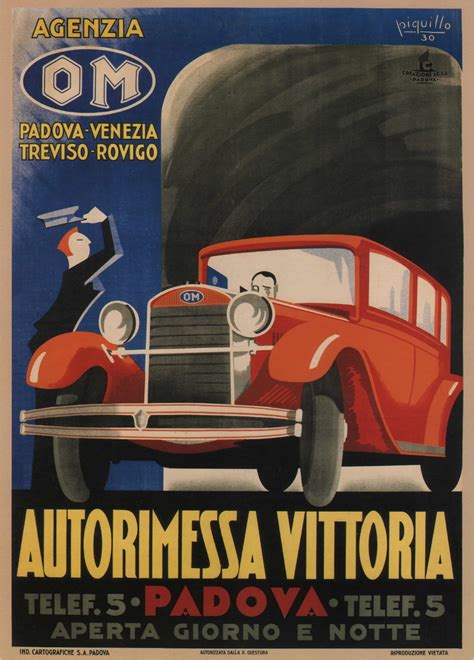 Italian Auto Vintage Advertisement Poster Autorimessa