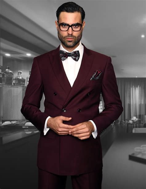 Statement Tzd 100 Burgundy Double Breasted Suit 2pc 100 Wool Italy