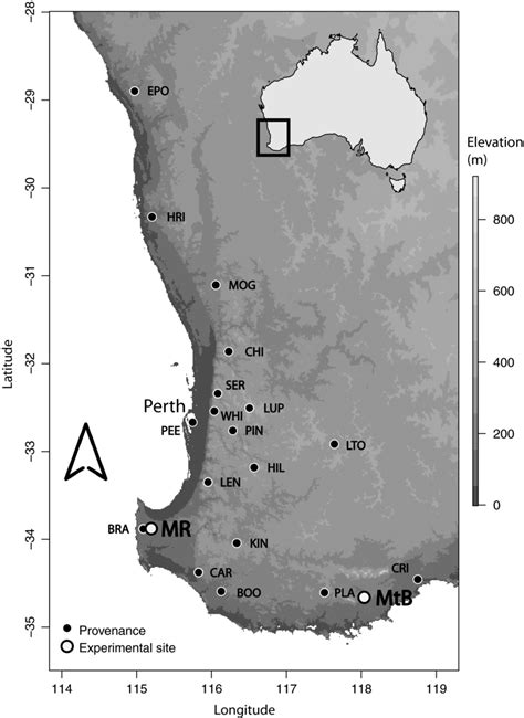 Map Of Southwestern Western Australia With Population And Experimental