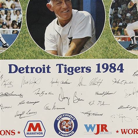 Detroit Tigers Marathon Wjr 1984 World Champions Poster Vintage