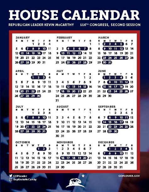 House Of Representatives Calendar Customize And Print