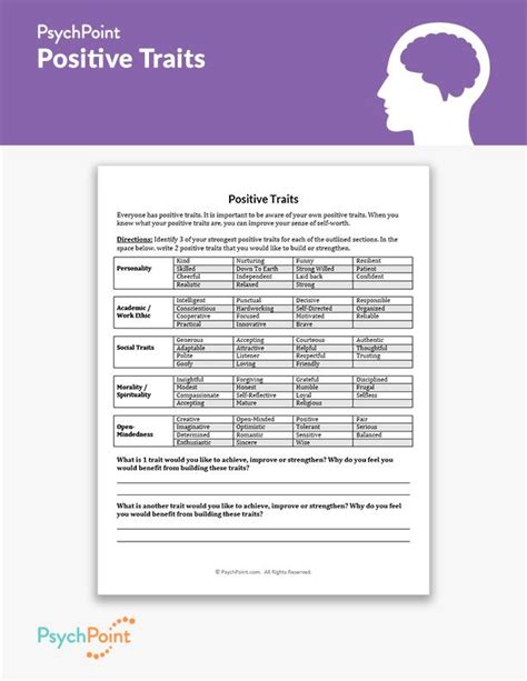 Positive Traits Worksheet Counselling Activities Counseling Worksheets