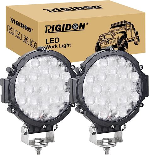 Rigidon 2 Pcs Round Led Work Light 7 Inch 51w Spot Beam 12v 24v