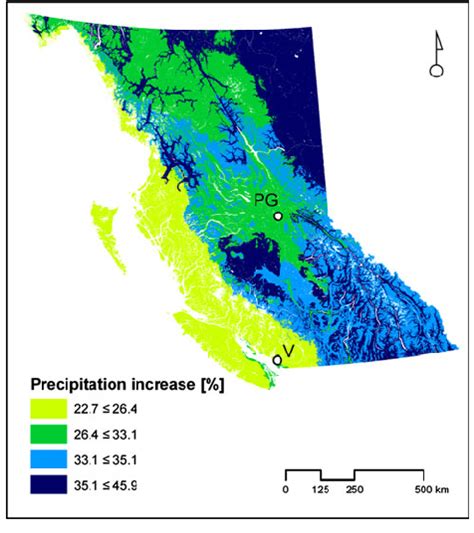 Relative Summer Precipitation Increase In British Columbias