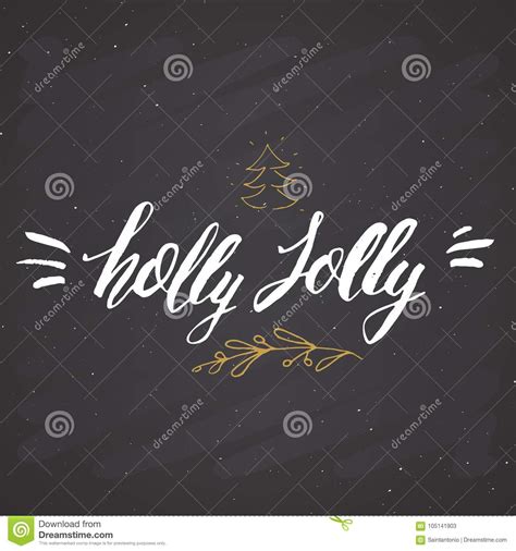 vrolijke kerstmis kalligrafische van letters voorziende holly jolly typografisch groetenontwerp