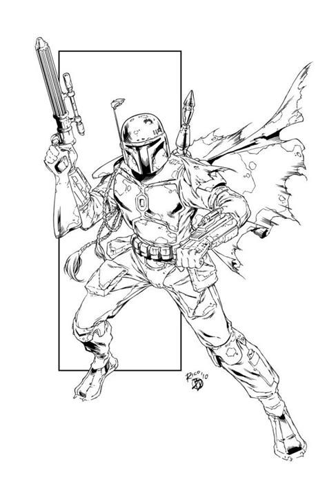 Boba Fett With Gun Coloring Page Free Printable Color