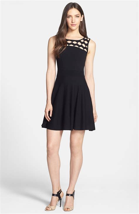 Milly Open Yoke Knit Fit And Flare Dress Nordstrom