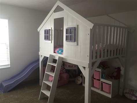 The castle themed bunk bed with slide build. Ana White | Clubhouse Bed -Full Size with Slide - DIY Projects