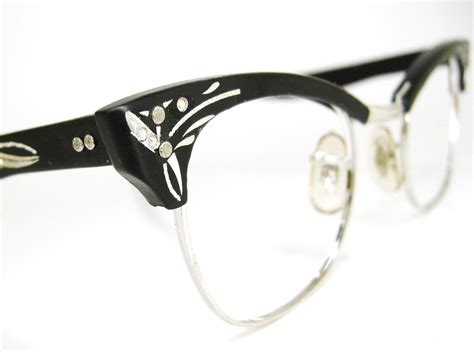 vintage black cat eye glasses 1950s eyeglasses frame 12k gf etsy black cat eyes eyeglasses