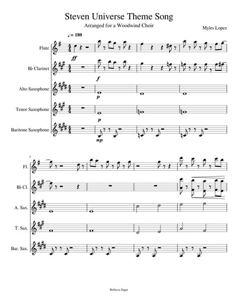 Steven Universe Theme Song Sheet Music For Flute Clarinet Alto