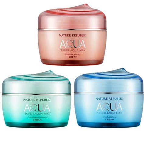 Watery cream that contains portulaca oleracea extract and licorice root extract making the skin feel smooth by providing astringent effect to oily skin. Kem Dưỡng Da Aqua Nature Republic Aqua Super Aqua Max
