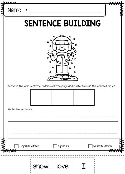 Build A Sentence Worksheets Kindergarten