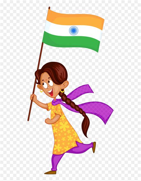 Girl With Indian Flag Clipart Hd Png Download Vhv