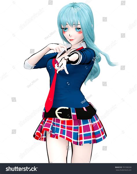 3d Sexy Anime Doll Japanese Anime Stock Illustration 791590339