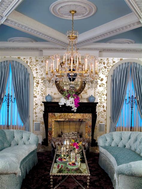 Elegant Living Room With Twin Blue Sofas Hgtv