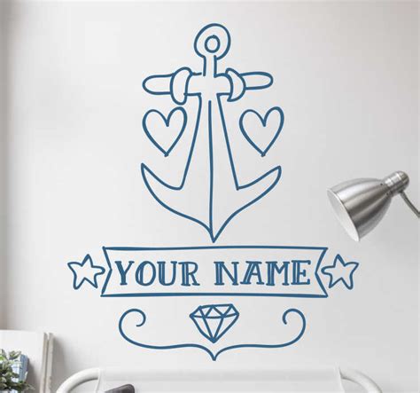 Anchor With Customizable Name Nautical Wall Decal Tenstickers