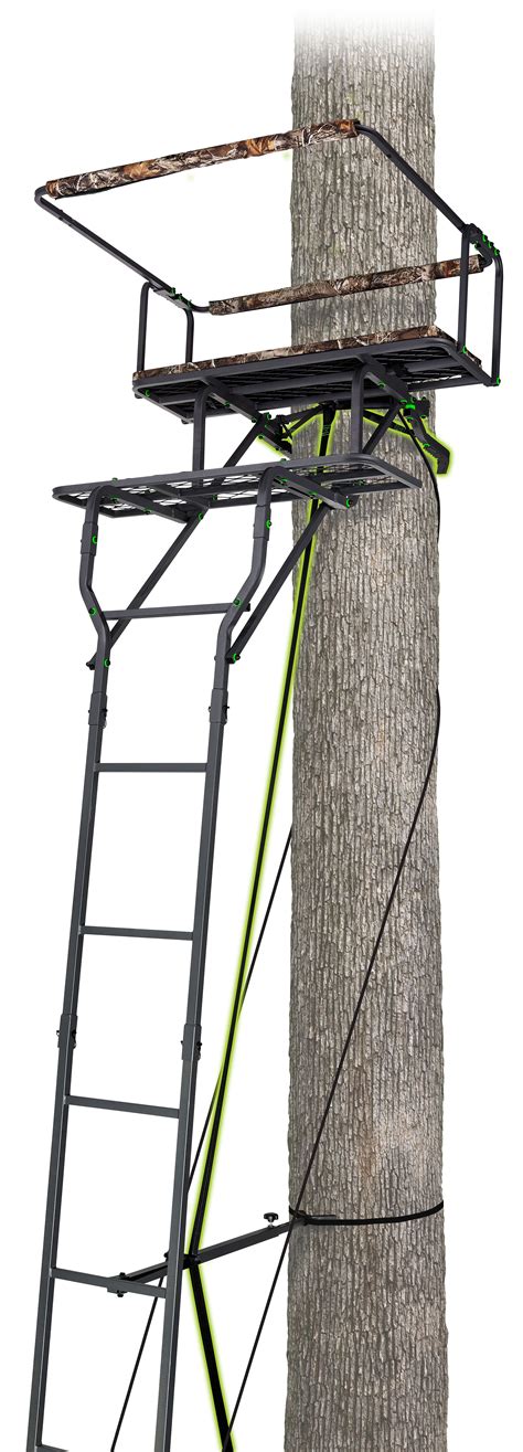 15 Two Man Ladder Stand W Jaw System And Padded Shooting Rail Hunting