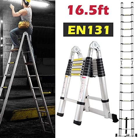 165ft Aluminum Telescoping Extension Ladder 330lbs Max Capacity A