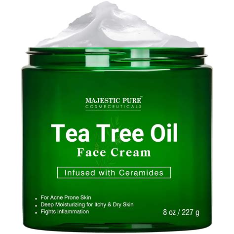 Majestic Pure Tea Tree Oil Face Cream Therapeutic Grade Infused With