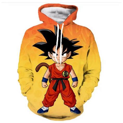 2018 Anime Dragon Ball Z Pocket Hooded Sweatshirts Kid Goku 3d Hoodies