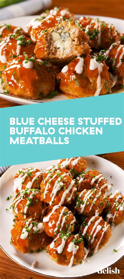 These Buffalo Chicken Meatballs Are Stuffed With Blue Cheese Recipe Buffalo Chicken