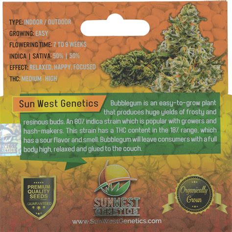 Sunwest Genetics Bubblegum Autoflower Cannabis Seeds By Sunwest