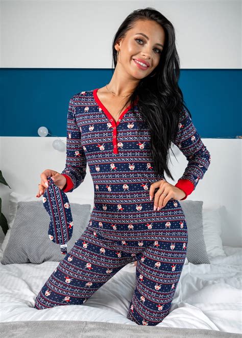 Pajama With Open Butt Flap Sexy Sleep Suit Snowy Etsy