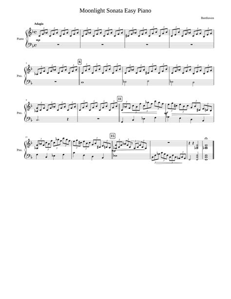 Recommended for beginners with some playing experience. Moonlight Sonata Easy Sheet music for Piano, French Horn ...