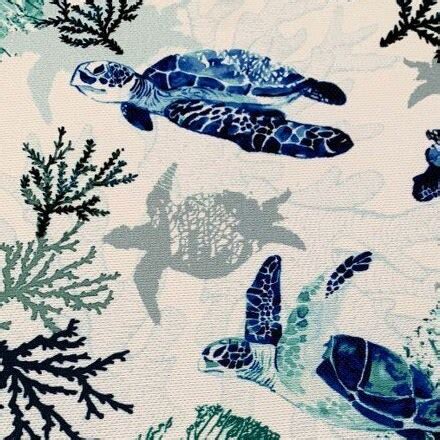 Nautical Upholstery Fabric Sea Turtle Fabric Blue Ocean Etsy