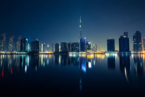 Dubai Uae Buildings Skyscrapers Night Hd Wallpaper 93494