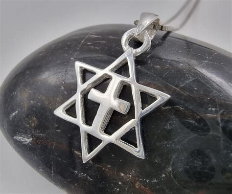 925 Sterling Silver Messianic Seal Grafted In Necklace Jewish Star Of