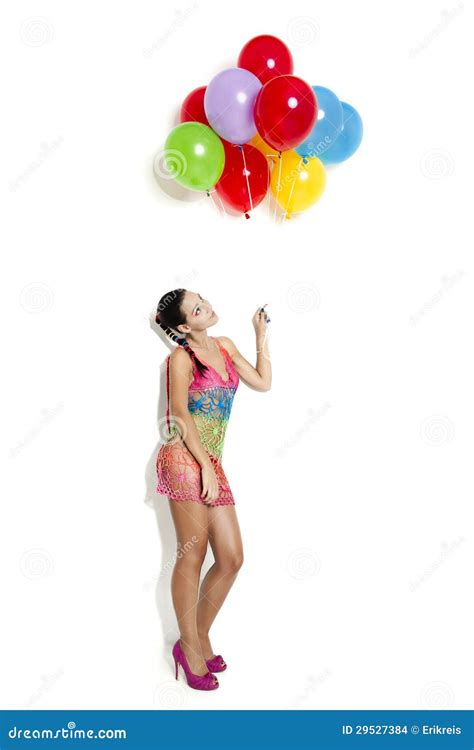 Fashion Woman With Ballons Stock Photo Image Of Celebration