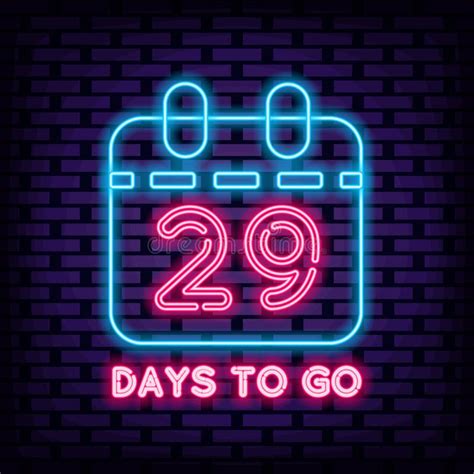 29 Days To Go Neon Signboards Bright Signboard Light Banner Stock