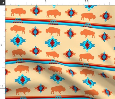 Native Design With Bison Fabric Spoonflower