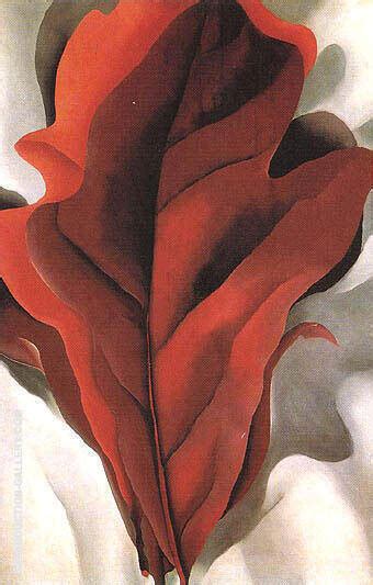 Large Dark Red Leaves On White 1925 Oil Painting Reproduction