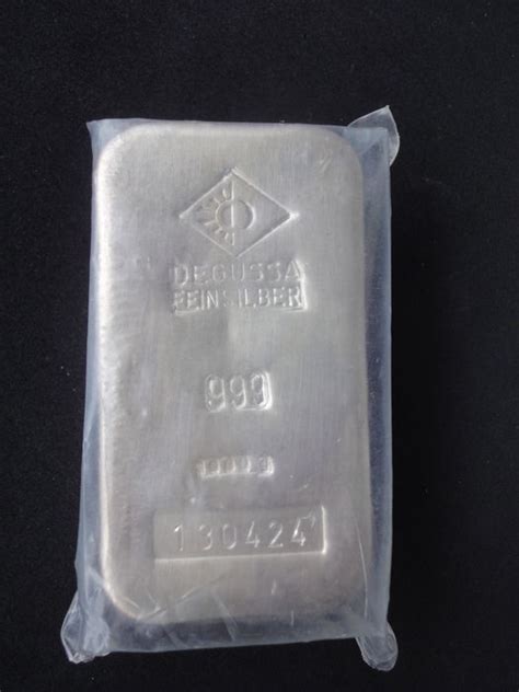 1 Kg Fine Silver Bar Degussa With Serial Number 130424 Lbma Certified
