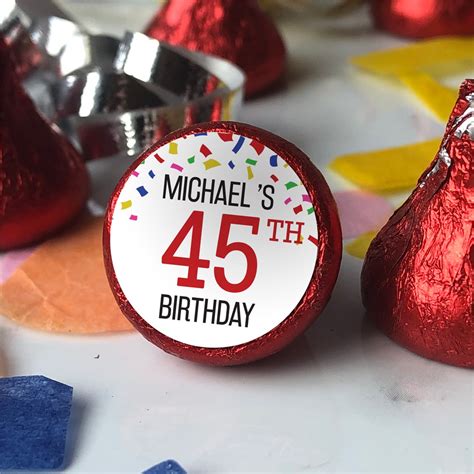 Personalized Confetti Design With Name And Age Candy Labels