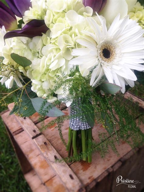 Wedding bouquets calla lilies and hydrangeas. Purple Green White Bridal Bouquet designed with Hydrangea ...