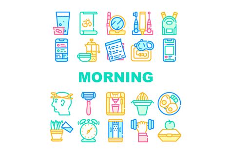Morning Routine Daily Collection Icons Set Vector By Sevector