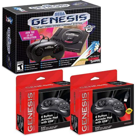 Retro Bit Sega Genesis Mini Bundle With 6 Button Usb Controller Double